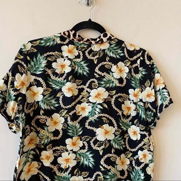 RARE-DENIM Supply Ralph Lauren-Hawaiian/Leopard collar Detail Button Down - Picture 7 of 12